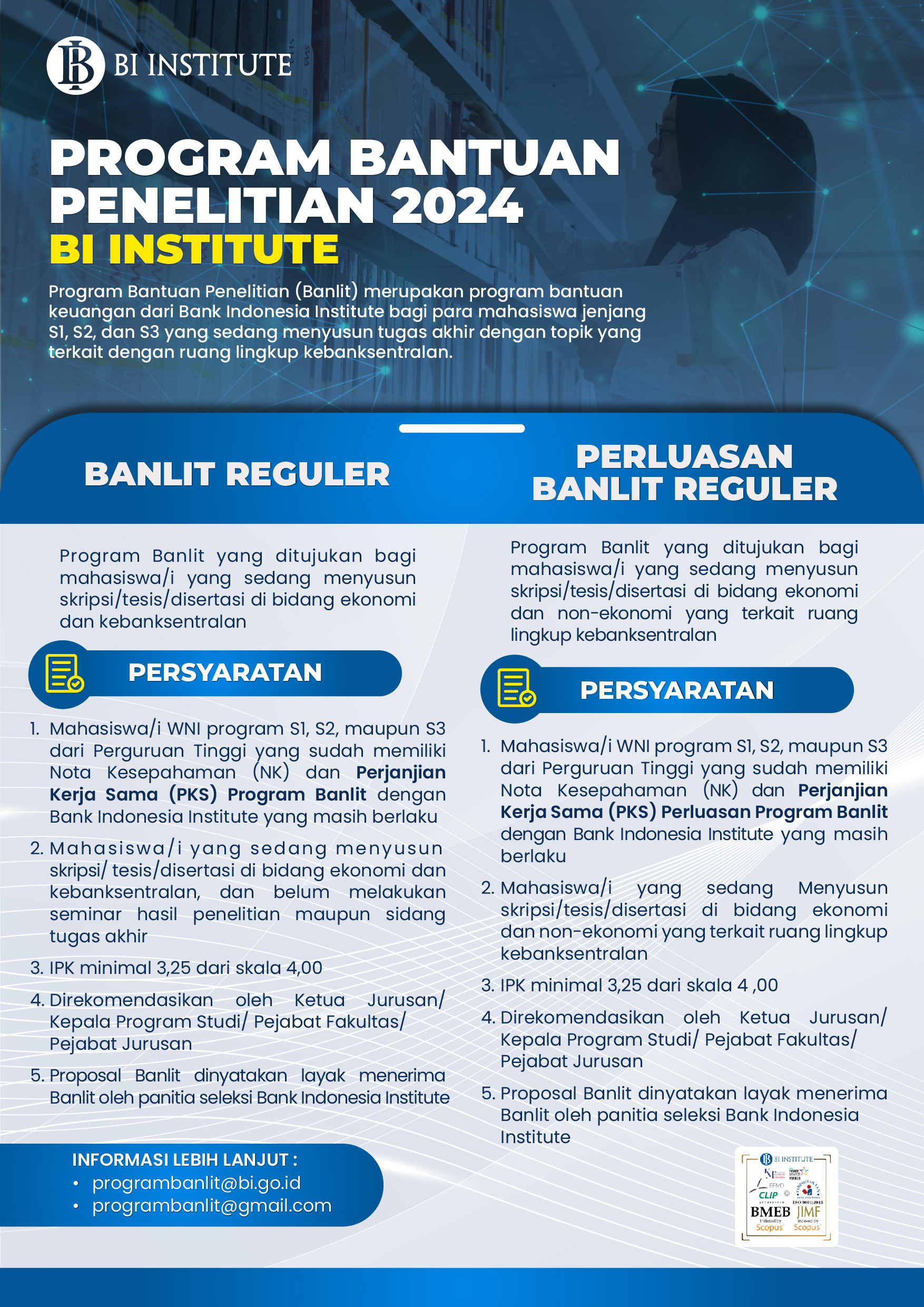 Info Beasiswa BI INSTITUTE Bantuan Penelitian – Himatika UGM